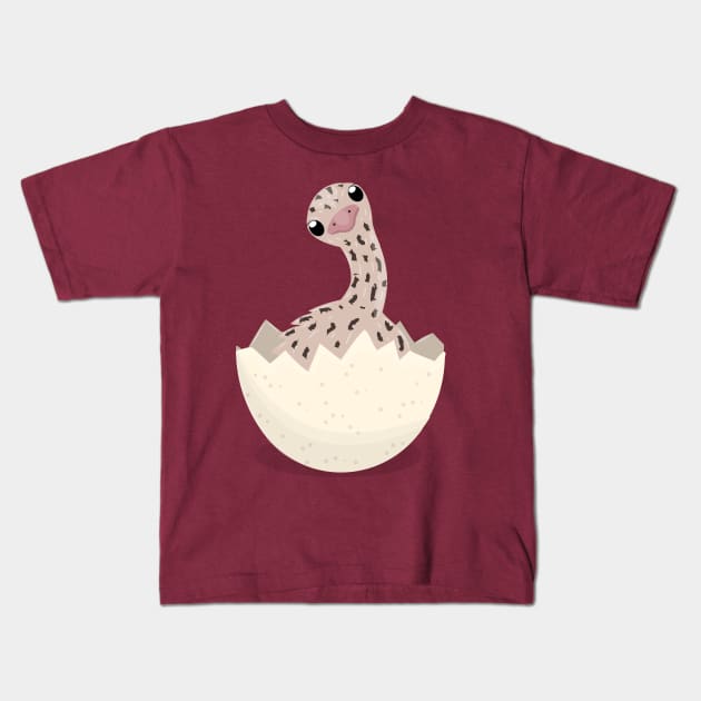 Cute baby ostrich in egg cartoon illustration Kids T-Shirt by FrogFactory